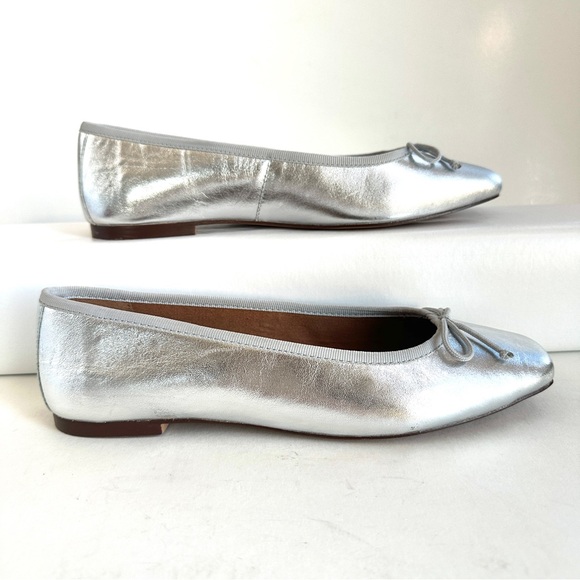 GEOX RESPIRA MARSILEA LEATHER METALLIC SILVER BALLET FLAT NEW!Sz9-9.5/40 - Picture 3 of 12